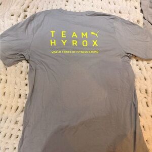 TEAM HYROX Puma Gray Tee with Yellow Print Size Large